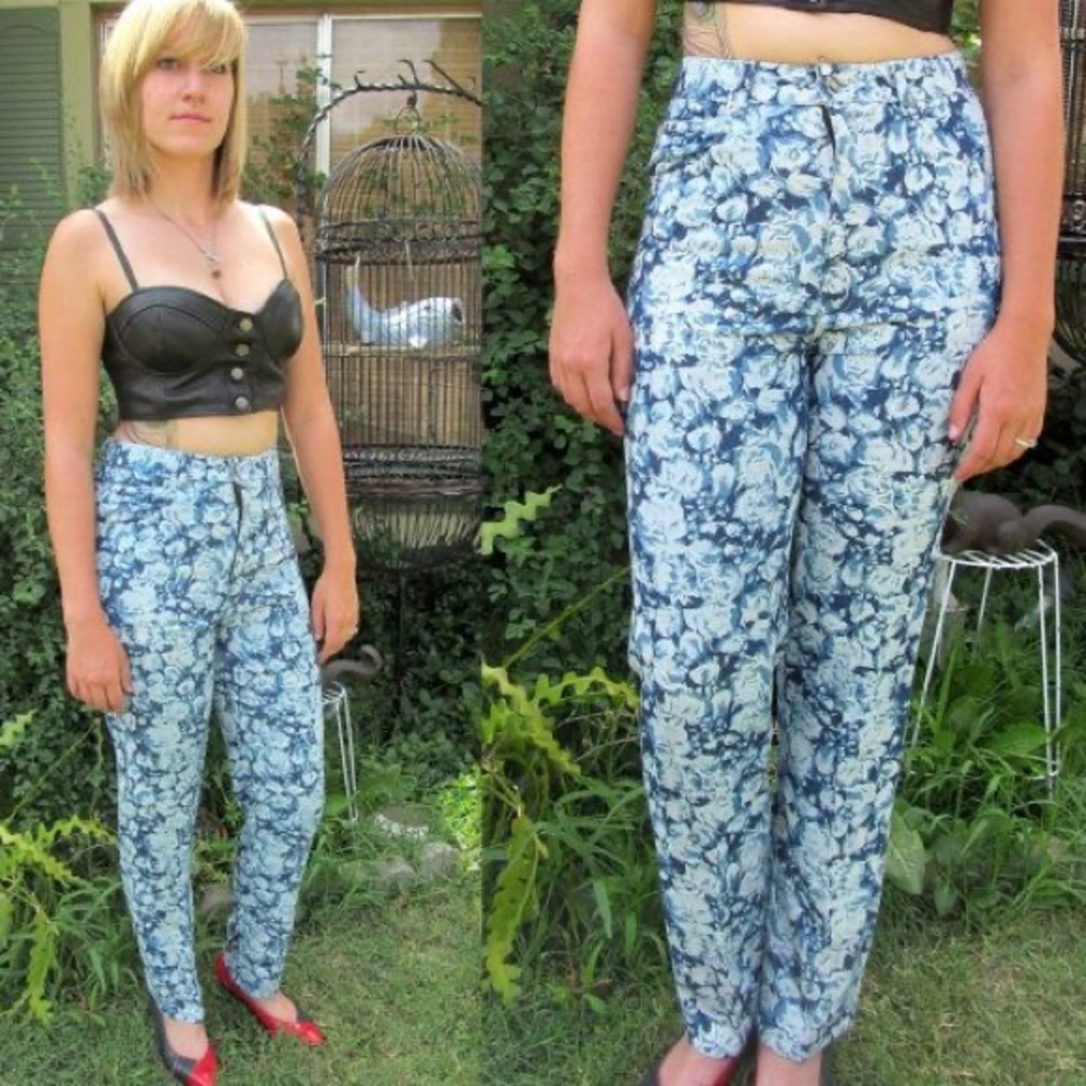 Braxton High Waisted Mom Floral Denim Jeans Jean - Picture 4 of 11